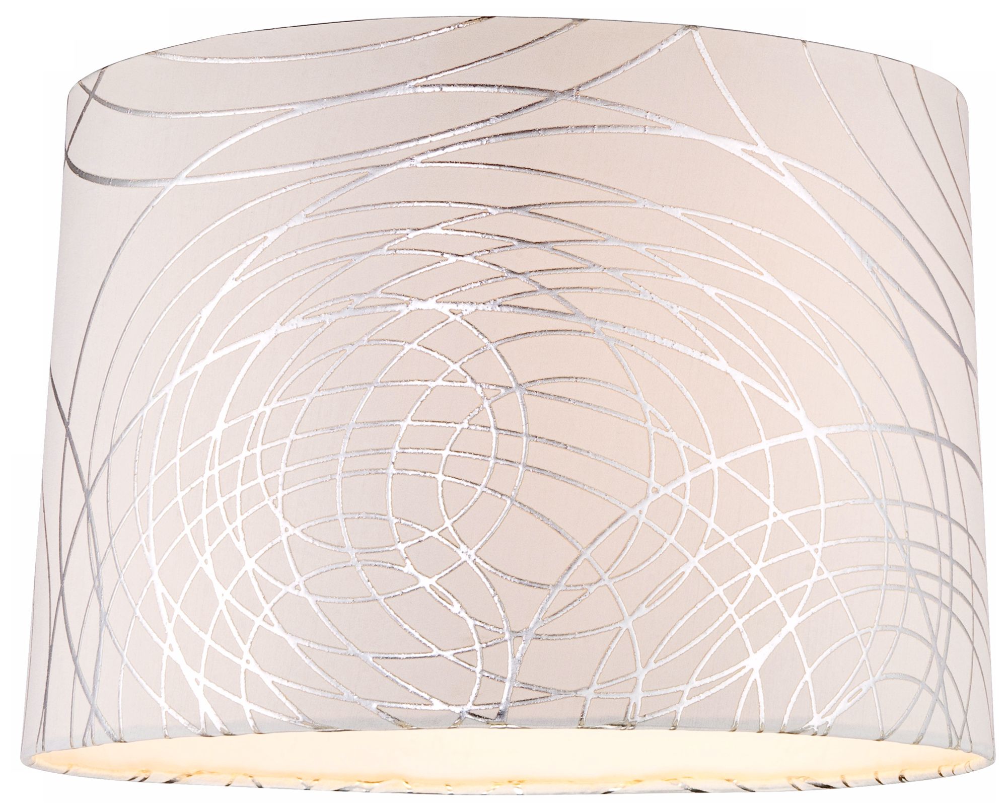 Image 6 Springcrest Marlee Off-White Silver Circles Drum Shade 15x16x11 (Spider) more views
