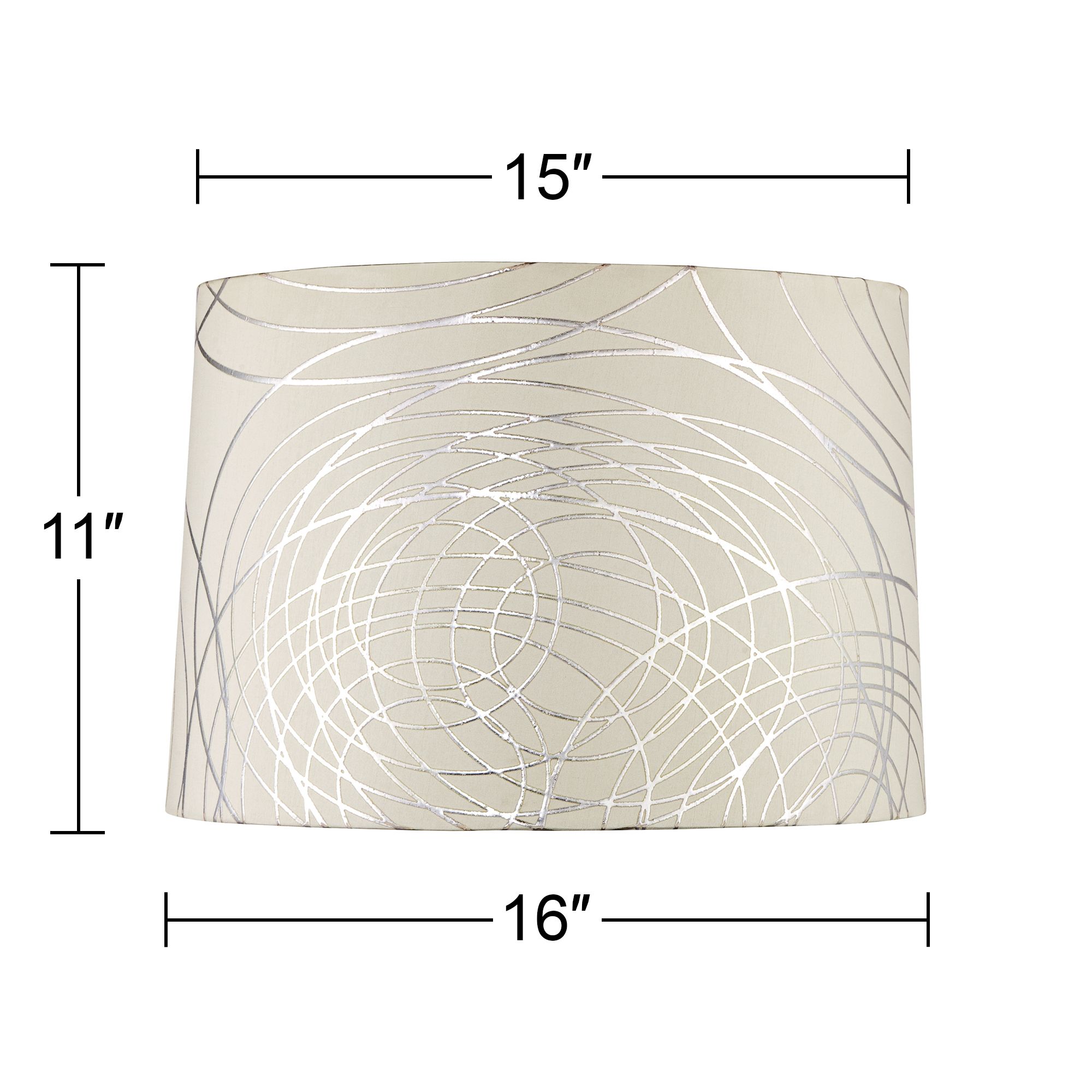 Image 7 Springcrest Marlee Off-White Silver Circles Drum Shade 15x16x11 (Spider) more views