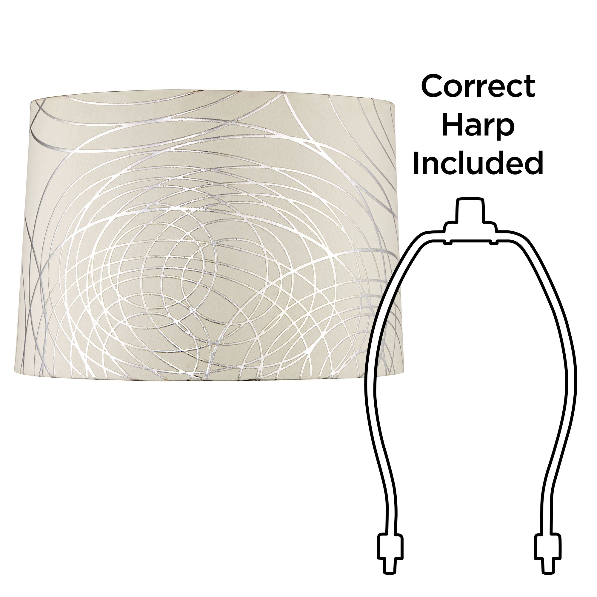 Springcrest Marlee Off-White Silver Circles Drum Shade 15x16x11 (Spider) in scene