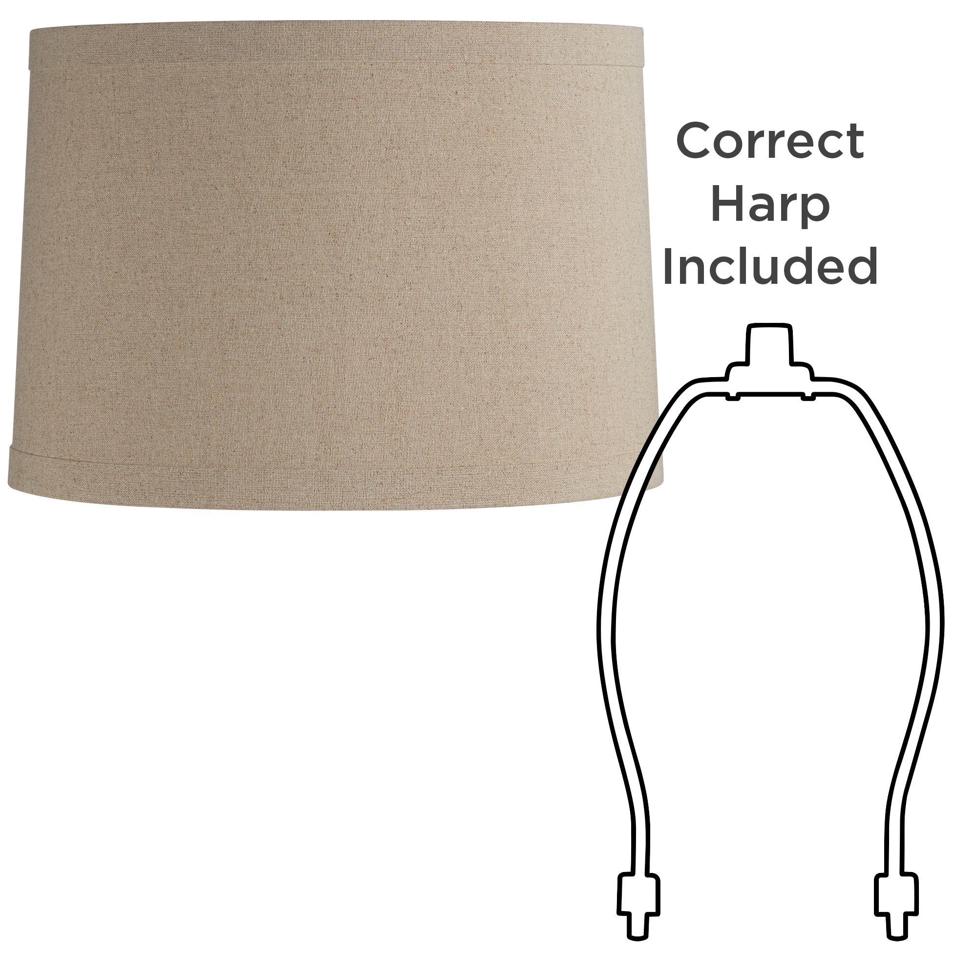 Image 6 Springcrest Marlee Taupe Linen Drum Shade 15x16x11 (Spider) more views