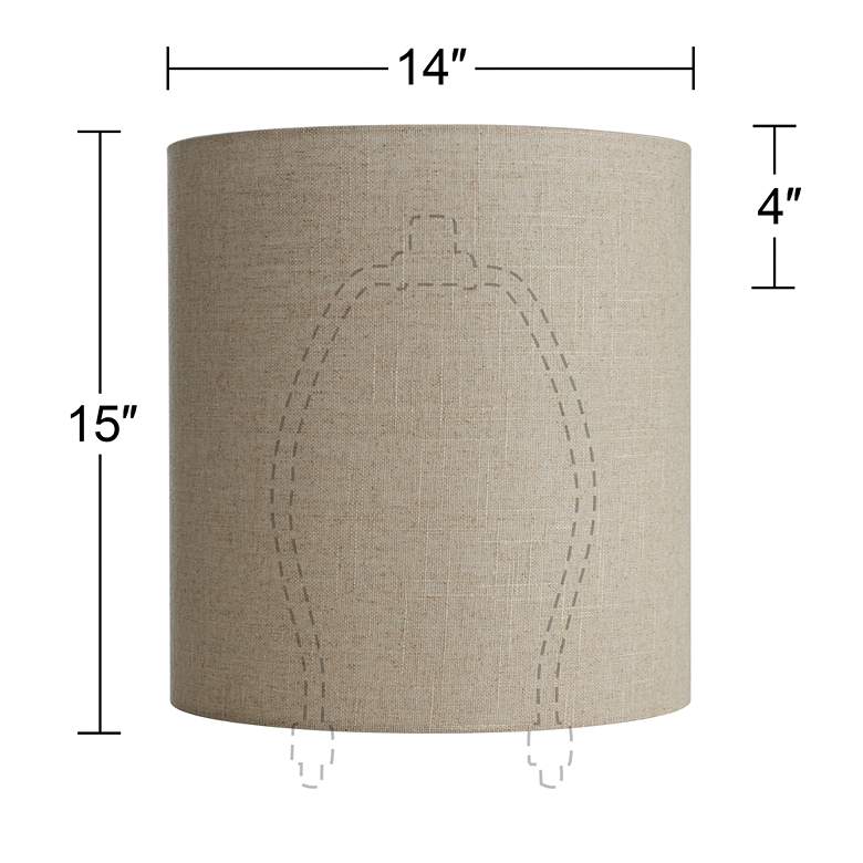 Image 7 Springcrest Meryl Oatmeal Linen Tall Drum Shade 14x14x15 (Spider) more views