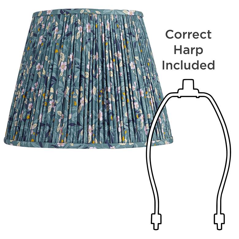 Image 6 Springcrest Misha Blue Floral Pleated Lamp Shade 9x14x11 more views