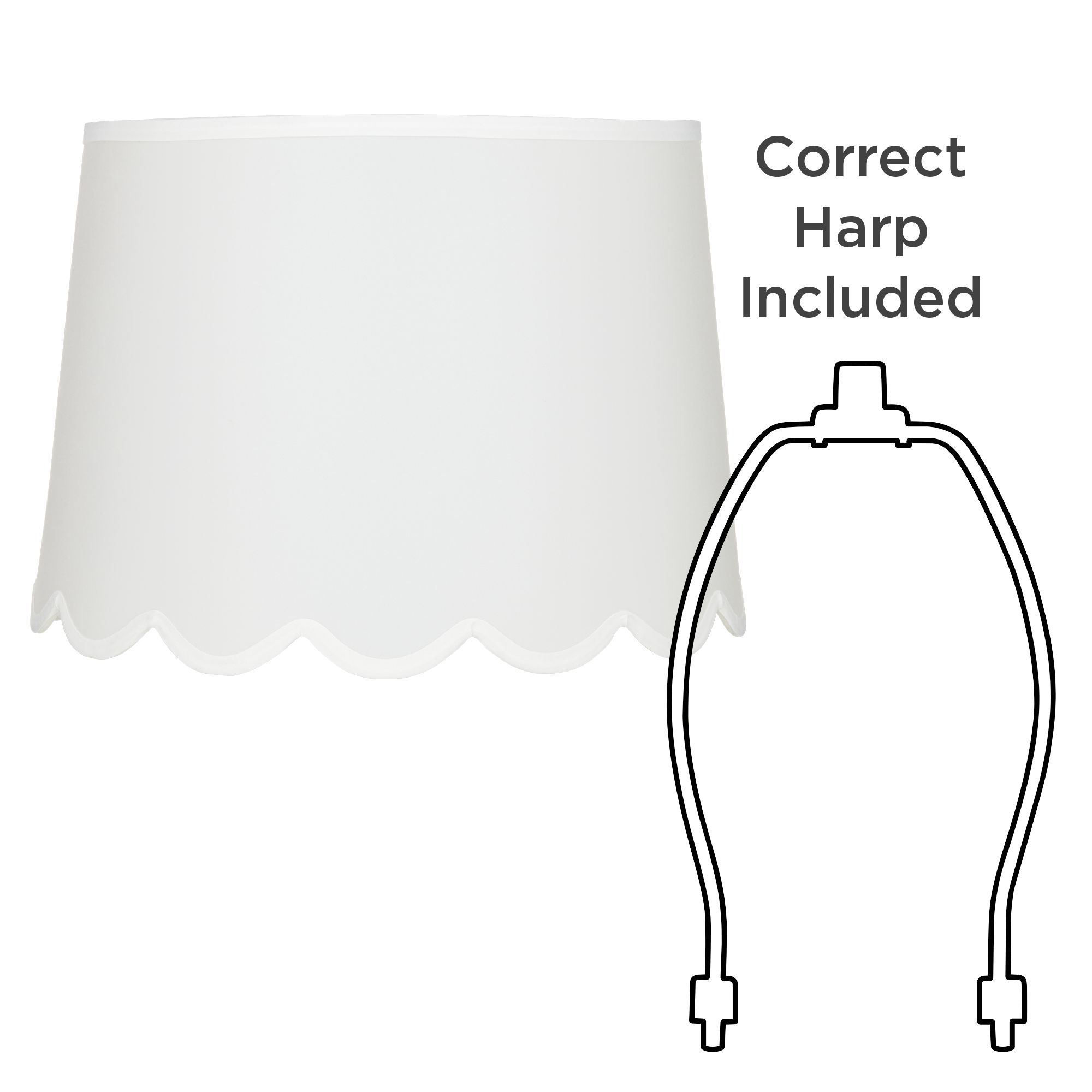 Image 6 Springcrest Morgan White Scallop Bottom Empire Lamp Shade 13x15x11 (Spider) more views