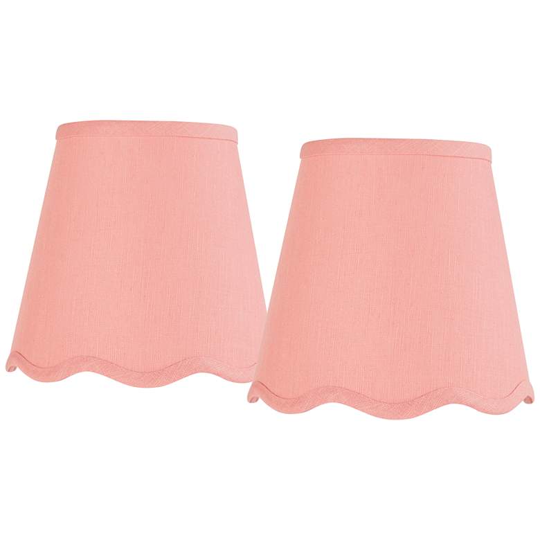 Springcrest Mylie Pink Scallop Empire Lamp Shade 4x6x5.5 (Clip-On) Set ...
