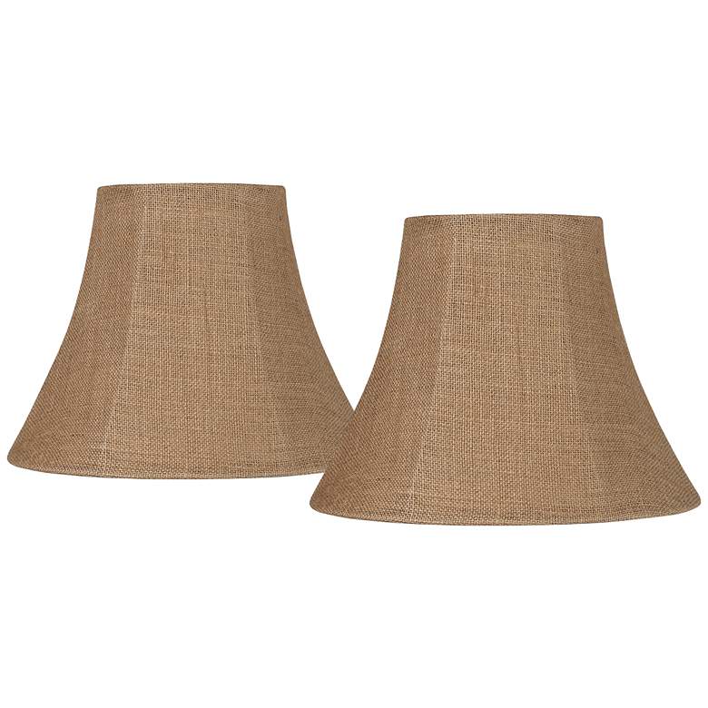 Image 1 Springcrest Natural Burlap Bell Lamp Shades 7x14x11 (Spider) Set of 2