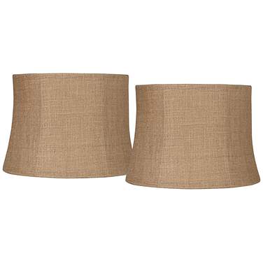 Springcrest Natural Burlap Set of 2 Drum Lamp Shades 12x14x10 (Spider)