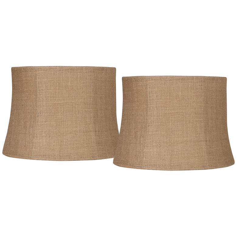 Image 1 Springcrest Natural Burlap Set of 2 Drum Lamp Shades 12x14x10 (Spider)