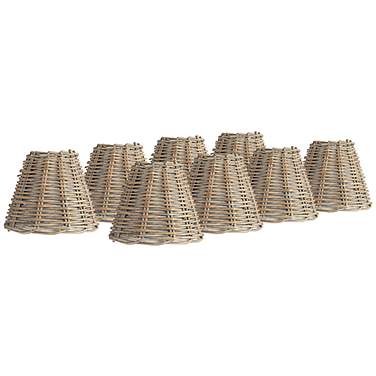 Springcrest Natural Wicker Chandelier Lamp Shades 3x6x5 (Clip-On) Set of 8