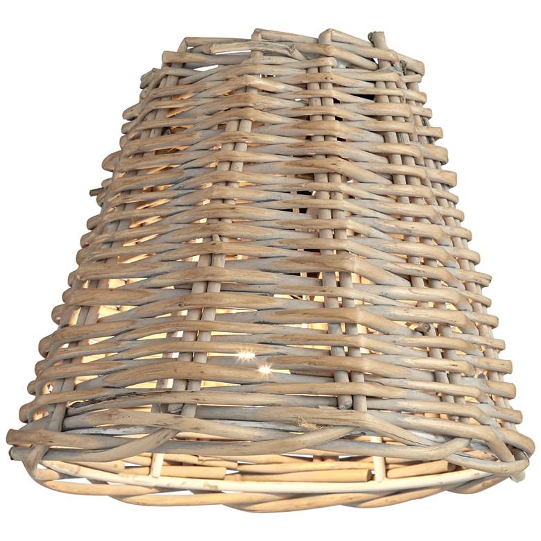 Image 4 Springcrest Natural Wicker Chandelier Lamp Shades 3x6x5 (Clip-On) Set of 8 more views