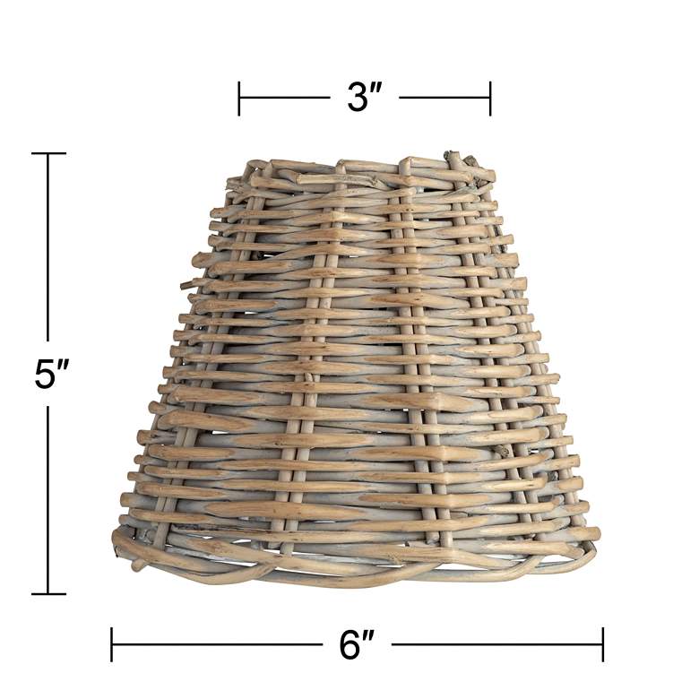 Image 6 Springcrest Natural Wicker Chandelier Lamp Shades 3x6x5 (Clip-On) Set of 8 more views