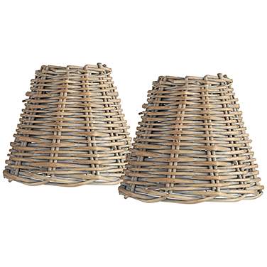 Springcrest Natural Wicker Weave Lamp Shade 3x6x5 (Clip-On) Set of 2