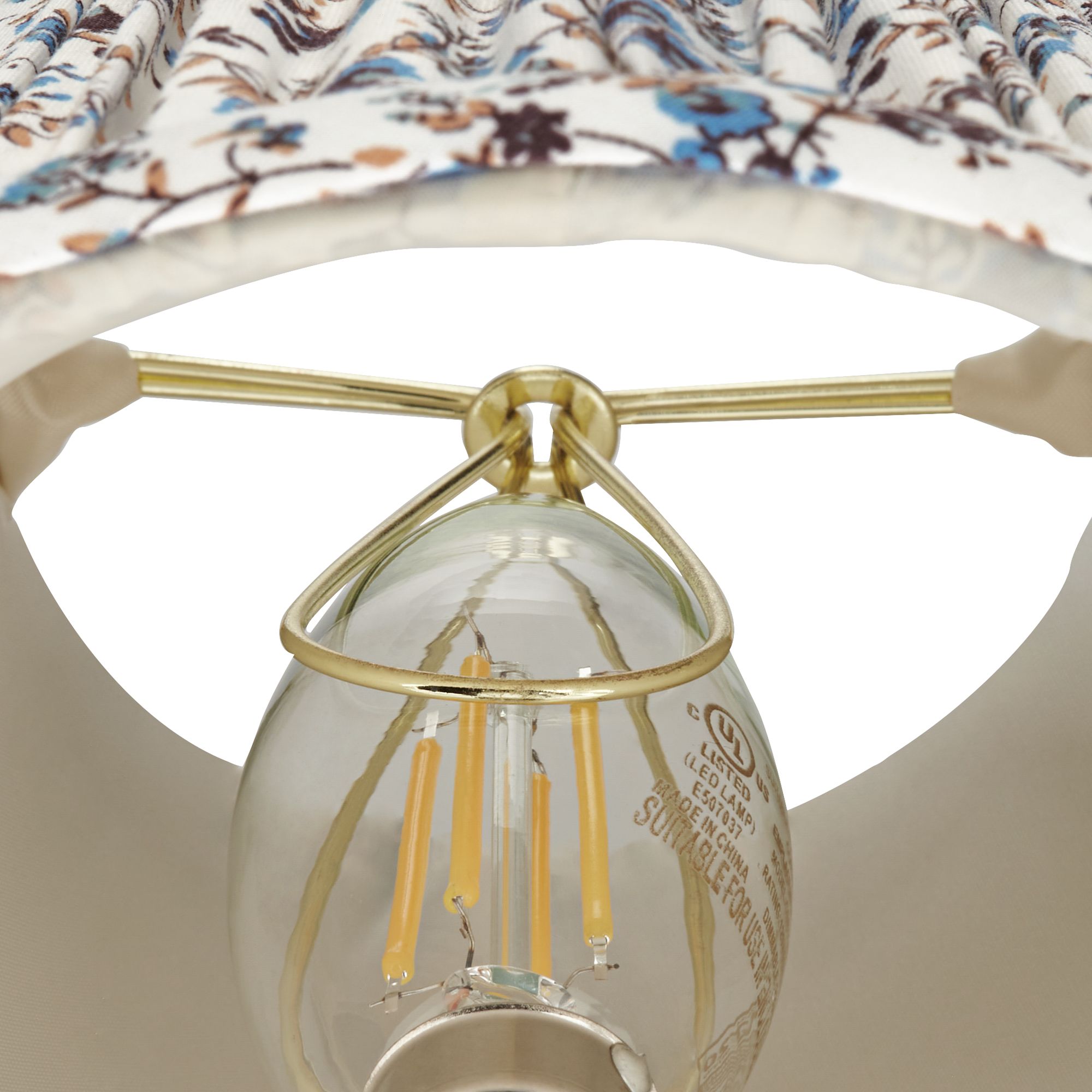 Image 3 Springcrest Nelle Cream and Blue Floral Pleated Shade 3.5x6x5 (Clip-On) more views