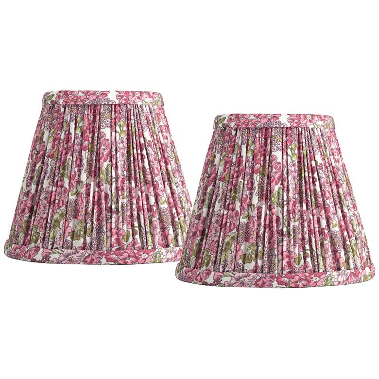 Image 1 Springcrest Nelle Pink Pleated Clip-On Lamp Shades 3.5x6x5 Set of 2