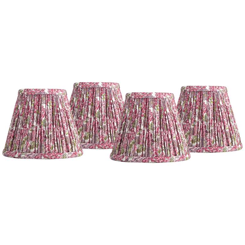 Image 1 Springcrest Nelle Pink Pleated Clip-On Lamp Shades 3.5x6x5 Set of 4