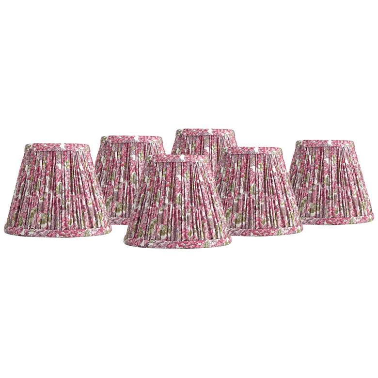 Image 1 Springcrest Nelle Pink Pleated Clip-On Lamp Shades 3.5x6x5 Set of 6