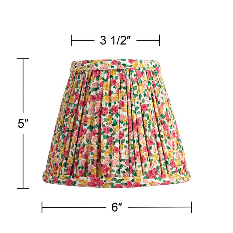 Image 7 Springcrest Nelle Red and Yellow Floral Pleated Shade 3.5x6x5 (Clip-On) more views