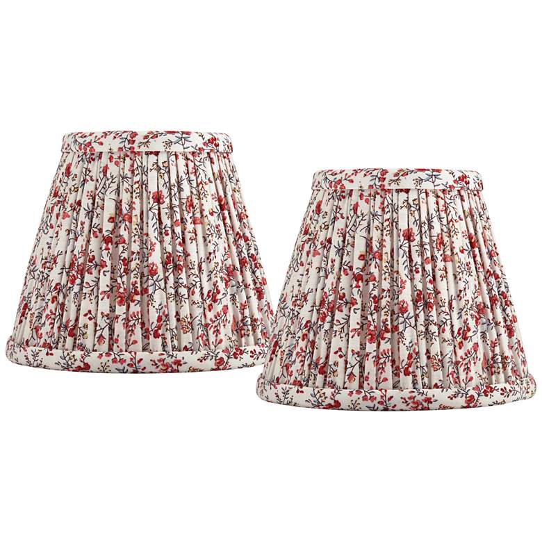 Image 1 Springcrest Nelle Red Floral Clip-On Lamp Shades 3.5x6x5 Set of 2