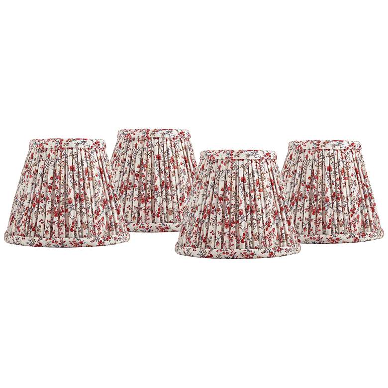 Image 1 Springcrest Nelle Red Floral Clip-On Lamp Shades 3.5x6x5 Set of 4