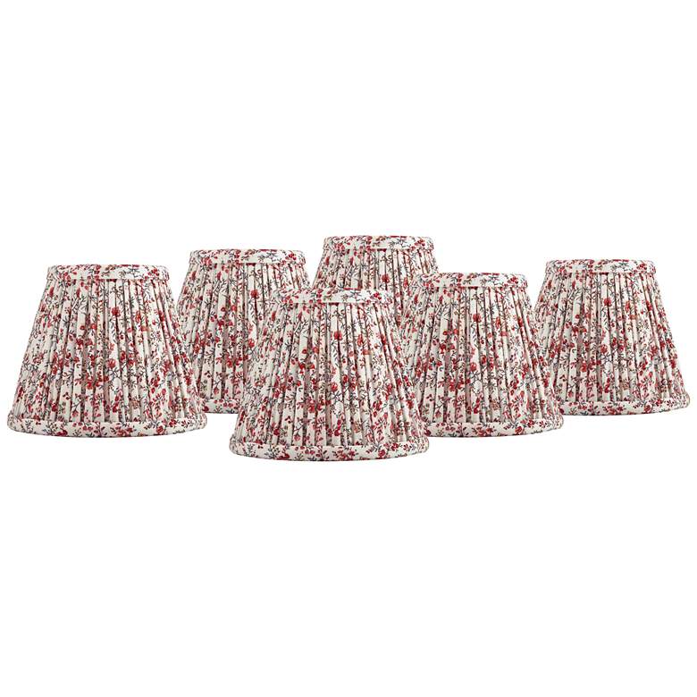 Image 1 Springcrest Nelle Red Floral Clip-On Lamp Shades 3.5x6x5 Set of 6