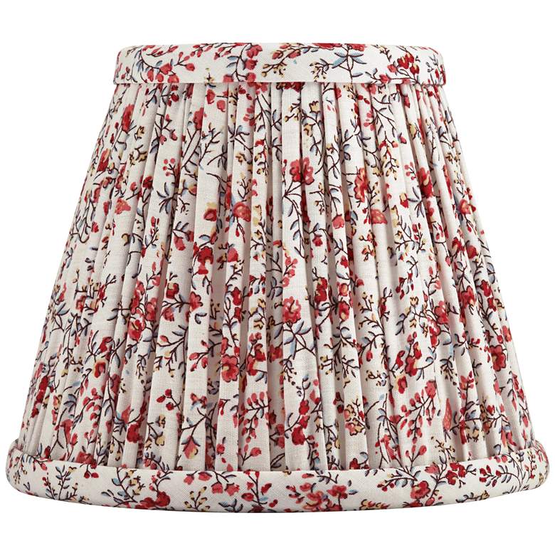 Image 1 Springcrest Nelle Red Floral Pleated Lamp Shade 3.5x6x5 (Clip-On)