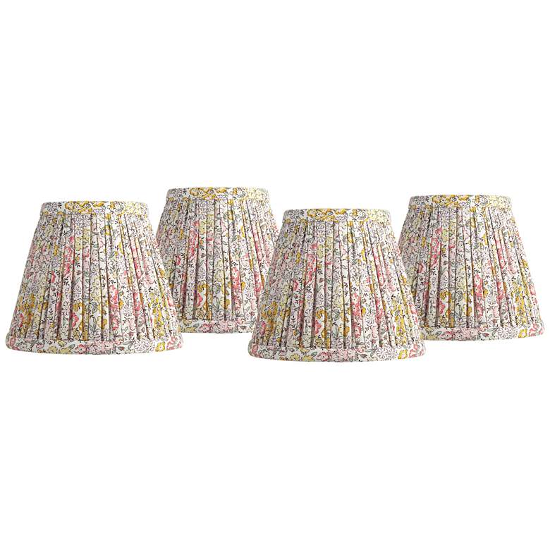 Image 1 Springcrest Nelle Yellow and Peach Pleated Clip-On Shades 3.5x6x5 Set of 4