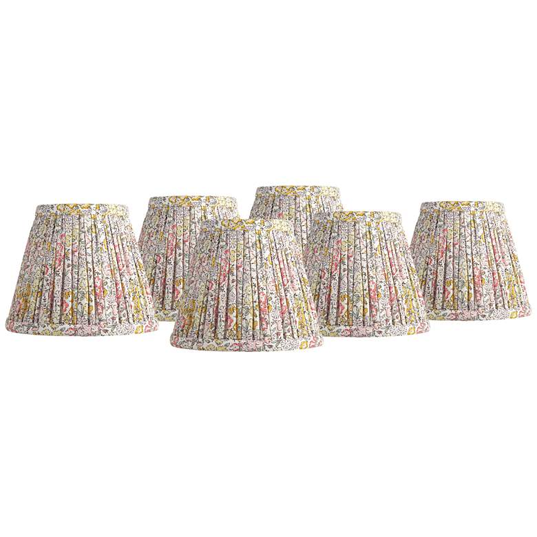 Image 1 Springcrest Nelle Yellow and Peach Pleated Clip-On Shades 3.5x6x5 Set of 6