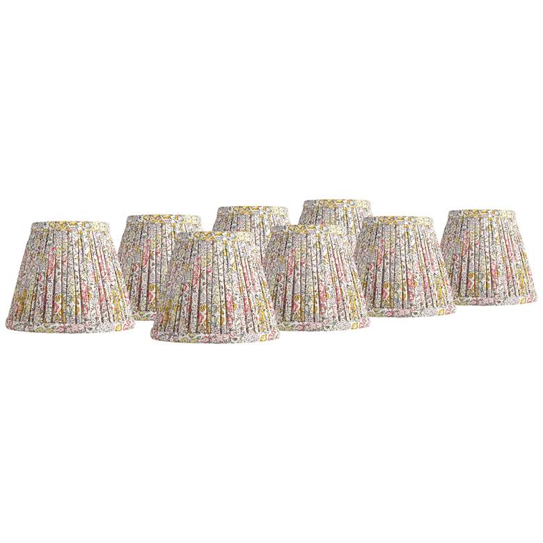 Image 1 Springcrest Nelle Yellow and Peach Pleated Clip-On Shades 3.5x6x5 Set of 8