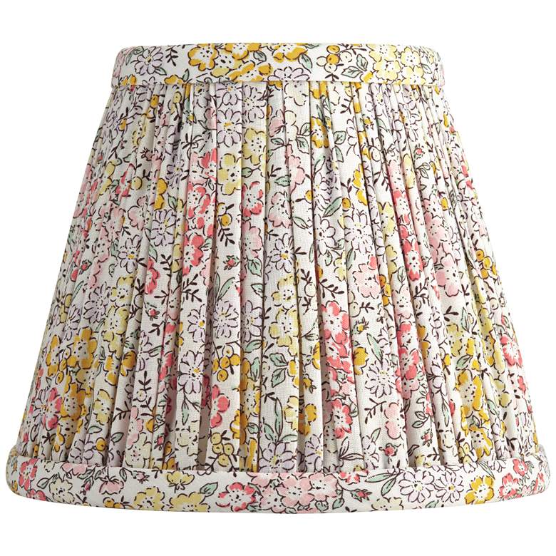 Image 1 Springcrest Nelle Yellow Peach Floral Pleated Shade 3.5x6x5 (Clip-On)
