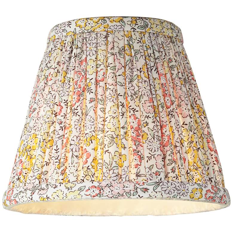 Image 4 Springcrest Nelle Yellow Peach Floral Pleated Shade 3.5x6x5 (Clip-On) more views