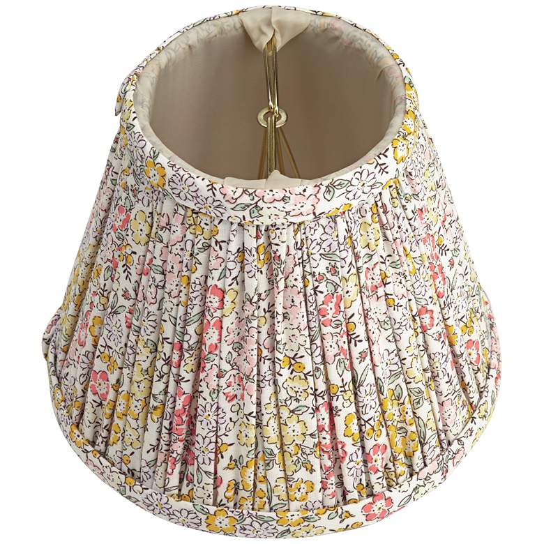 Image 5 Springcrest Nelle Yellow Peach Floral Pleated Shade 3.5x6x5 (Clip-On) more views