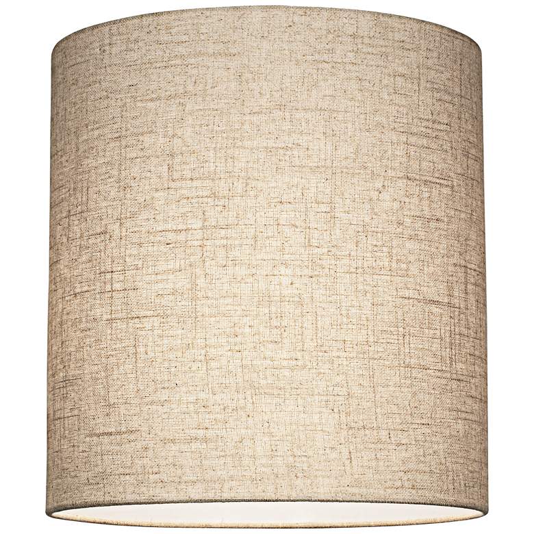 Image 3 Springcrest Oatmeal Tall Linen Drum Shade 14x14x15 (Spider) more views