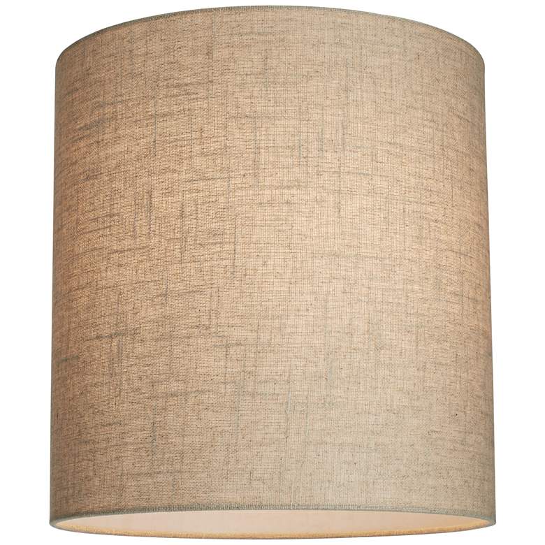 Image 3 Springcrest Oatmeal Tall Linen Drum Shades 14x14x15 (Spider) Set of 2 more views