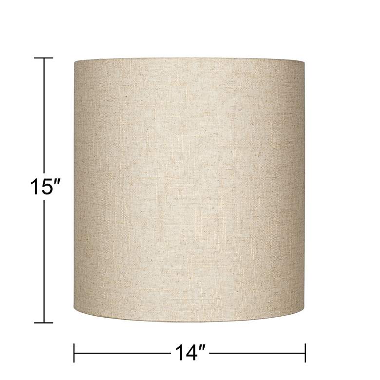 Image 5 Springcrest Oatmeal Tall Linen Drum Shades 14x14x15 (Spider) Set of 2 more views