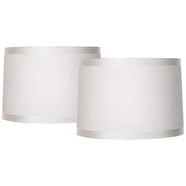 Springcrest Off-White Fabric Drum Shades 15x16x11 (Spider) Set of 2