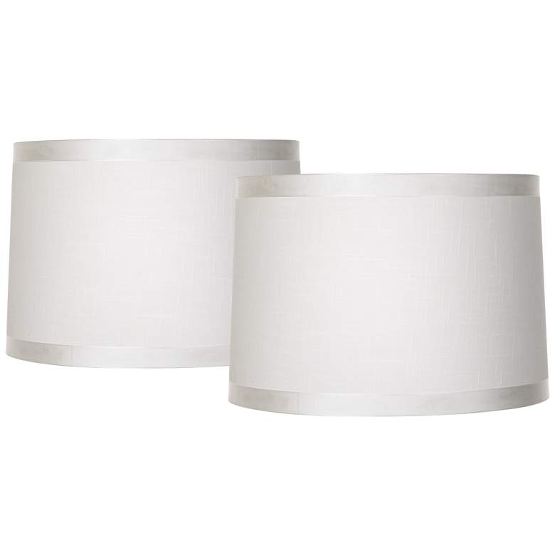 Image 1 Springcrest Off-White Fabric Drum Shades 15x16x11 (Spider) Set of 2