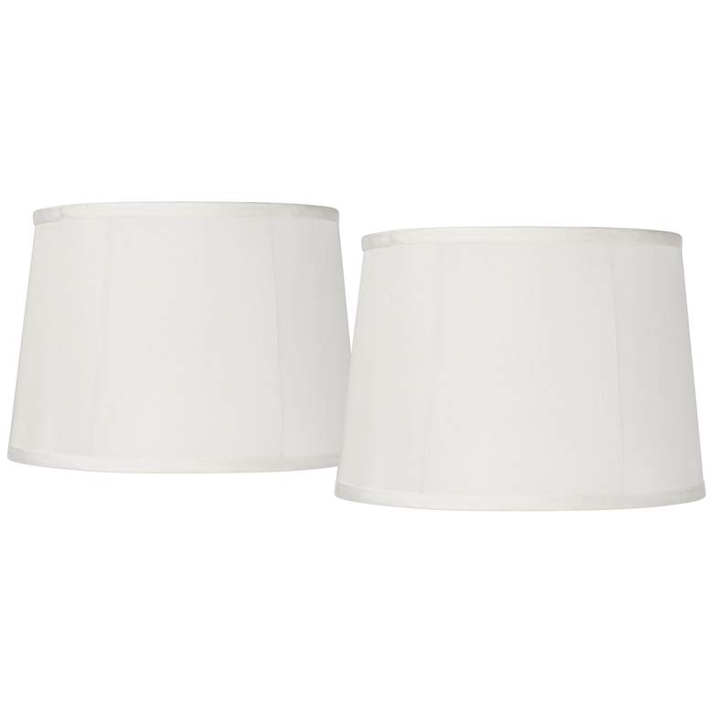 Image 1 Springcrest Off-White Fabric Set of 2 Drum Lamp Shades 12x14x10 (Spider)
