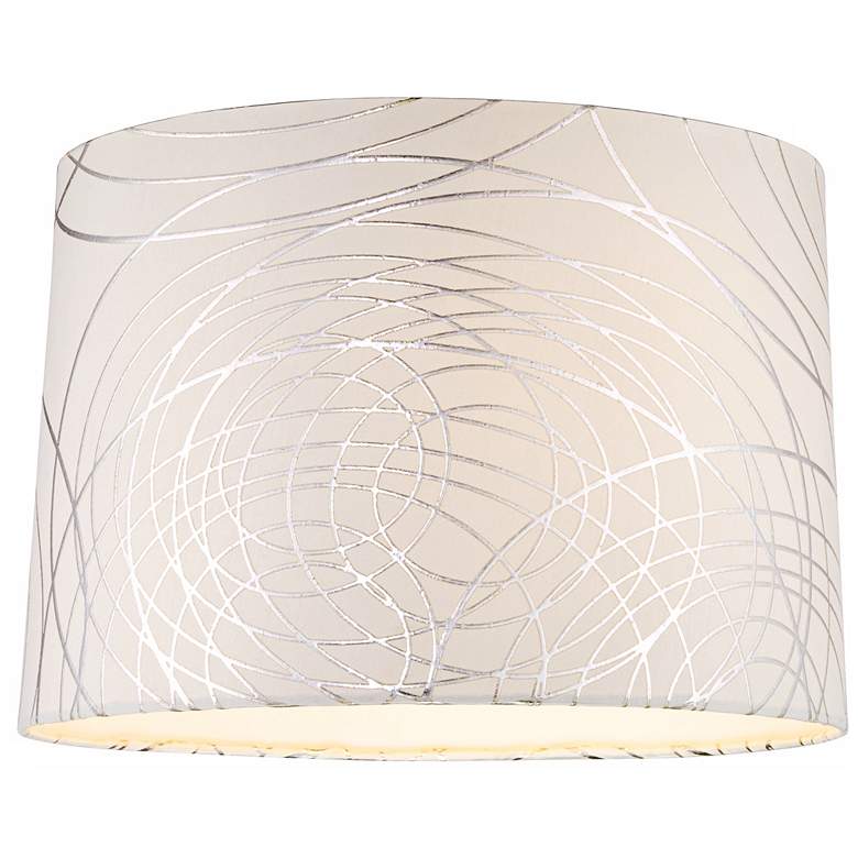 Image 4 Springcrest Off-White Silver Circles Drum Shades 15x16x11 (Spider) Set of 2 more views