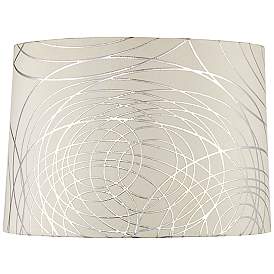 Image3 of Springcrest Off-White with Silver Circles Drum Shade 15x16x11 (Spider)