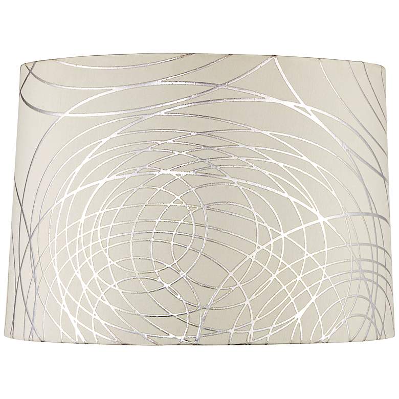 Image 3 Springcrest Off-White with Silver Circles Drum Shade 15x16x11 (Spider)