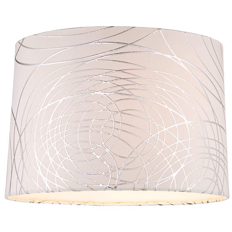 Image 6 Springcrest Off-White with Silver Circles Drum Shade 15x16x11 (Spider) more views