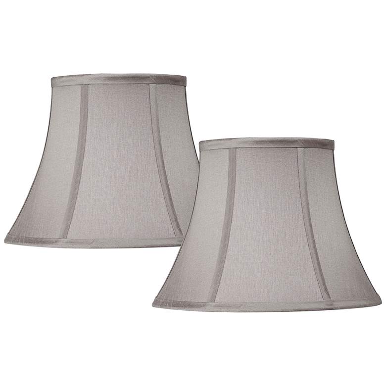 Image 1 Springcrest Pewter Gray Bell Lamp Shades 7x12x9 (Spider) Set of 2