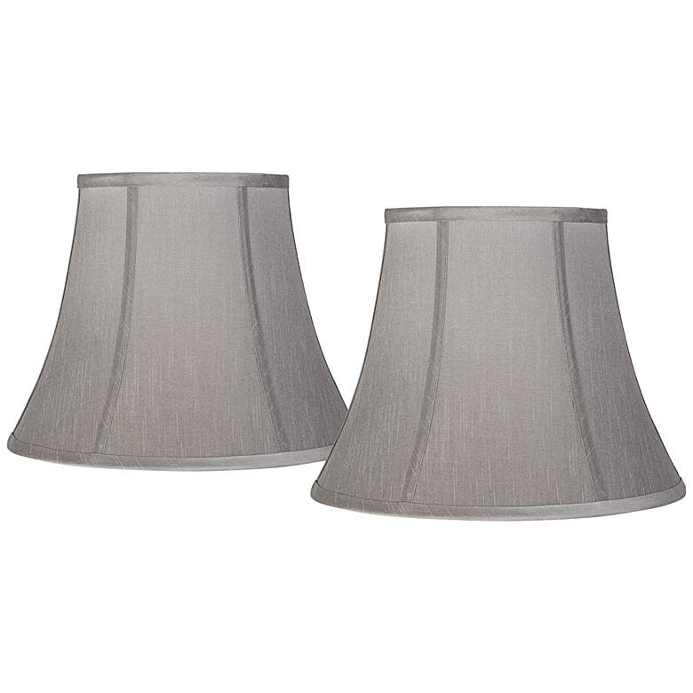 Image 1 Springcrest Pewter Gray Fabric Set of 2 Lamp Shades 8x14x11 (Spider)