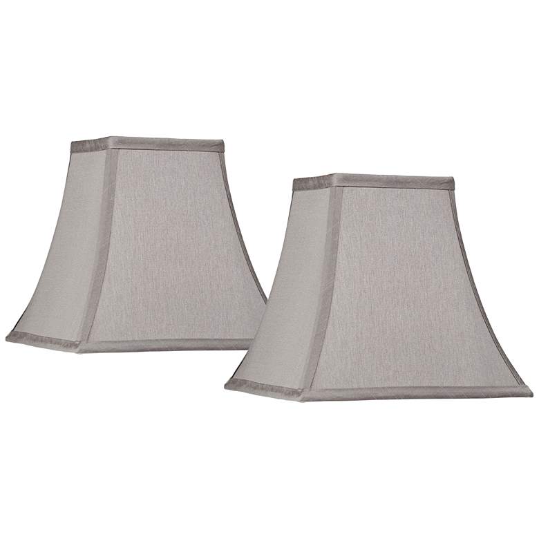 Image 1 Springcrest Pewter Gray Set of 2 Square Lamp Shades 5.25x10x9.5 (Spider)