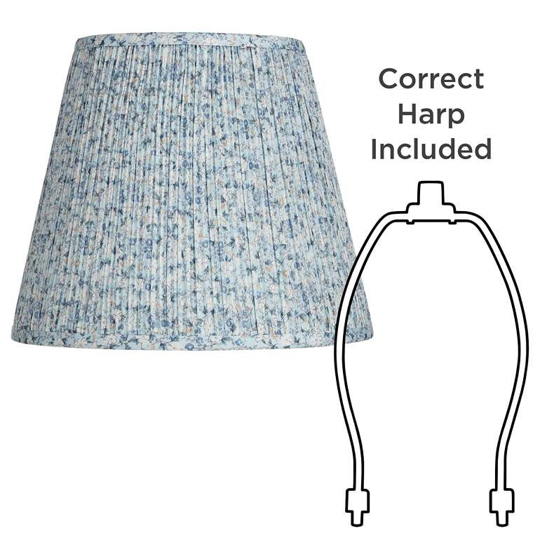 Image 7 Springcrest Pia Blue Floral Pleated Empire Lamp Shade 8x13x11 (Spider) more views