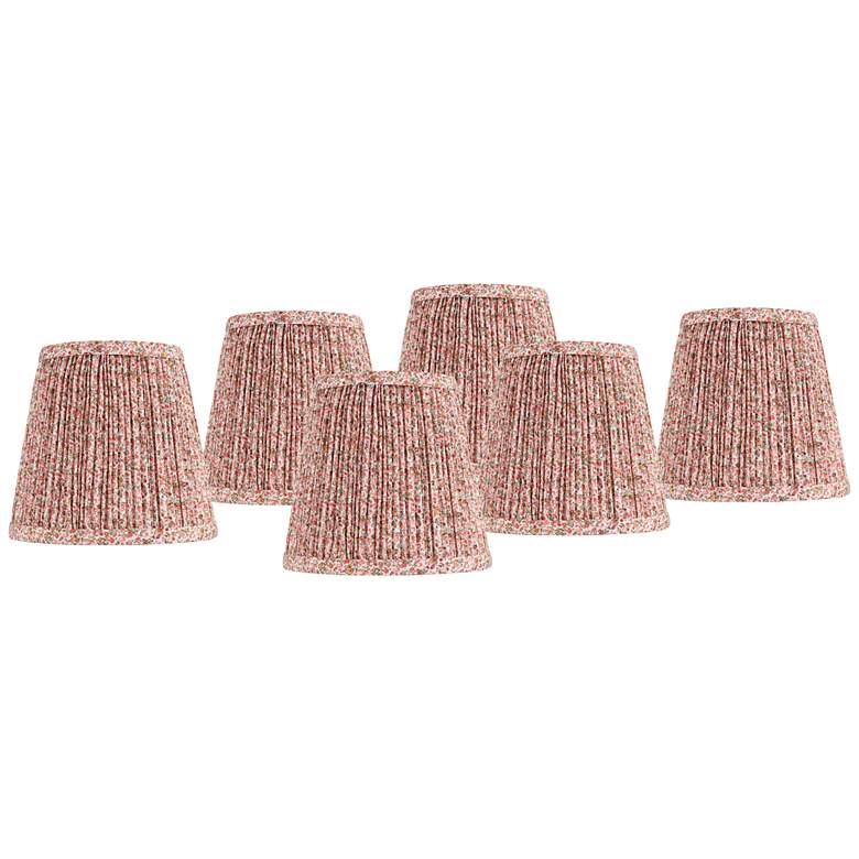 Image 1 Springcrest Pink Shirred Pleat Shades Set of 6 4x6x5.5" (Clip-On)