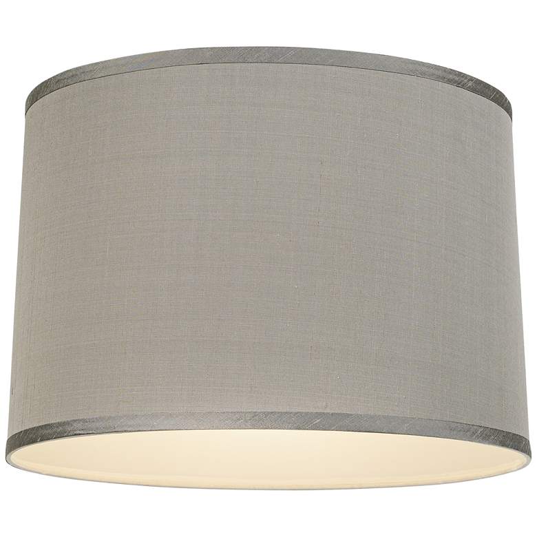 Image 3 Springcrest Platinum Gray Faux Silk Set of 2 Drum Shades 15x16x11 (Spider) more views