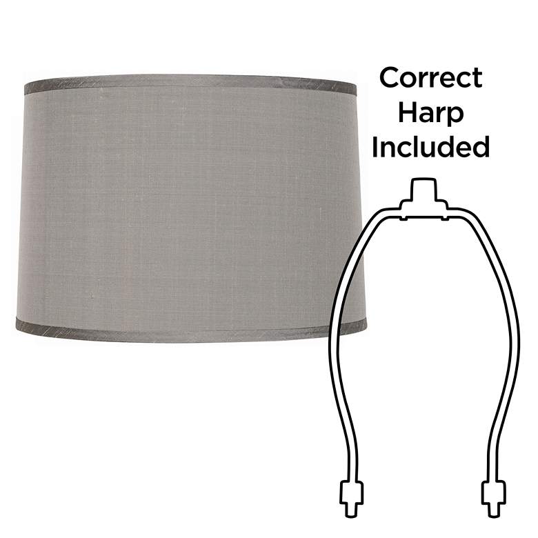 Image 5 Springcrest Platinum Gray Faux Silk Set of 2 Drum Shades 15x16x11 (Spider) more views