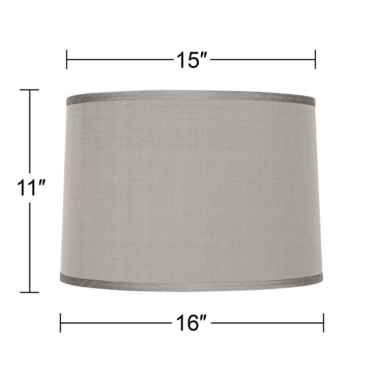 Image 6 Springcrest Platinum Gray Faux Silk Set of 2 Drum Shades 15x16x11 (Spider) more views