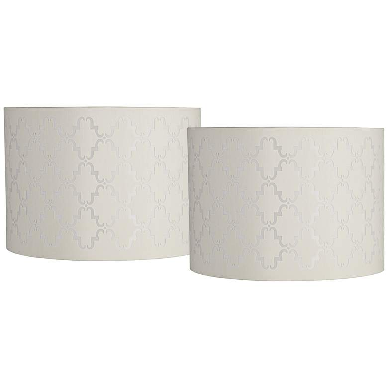 Image 1 Springcrest Quatrefoil Laser Cut Set of 2 Lamp Shades 14x14x10 (Spider)