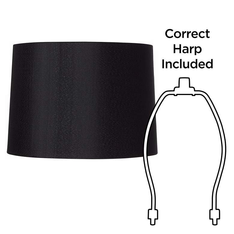 Image 6 Springcrest Reba Black Faux Silk Tapered Drum Shade 13x14x10 (Spider) more views